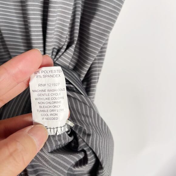 Johnnie-O Mens Large Grey Striped Albatross Jersey Polo Meteor Gray Short Sleeve - Picture 7 of 8